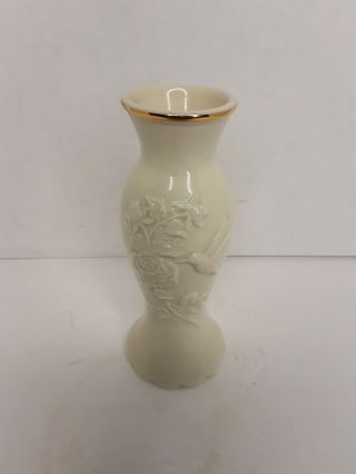 Lenox Hummingbird And Rose Vase 5 1/2 " Gold Trim