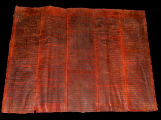 Torah Bible Scroll Jewish Fragment 300 - 350 Yrs Old Yemen On Deer Red Parchment