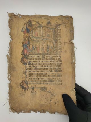 Old Aged Parchment Manuscript Made In Cloth.  Circa 1300 - 1400 Ac