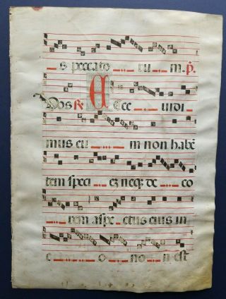 16th Century Antiphonal Music Manuscript On Vellum 20 " ×14.  5 " Double Sided 1 Page