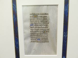 Illuminated 15th Century Medieval Book of Hours Conjugate Leaf Framed 2