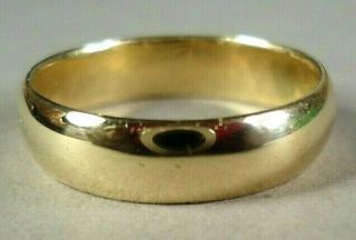 Vintage 14k Yellow Gold Plain Wedding Band Ring,  3.  7g,  Size 7.  5