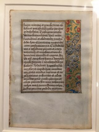 Medieval Illuminated Manuscript Book Of Hours Leaf 1475,  Borders,  Gold