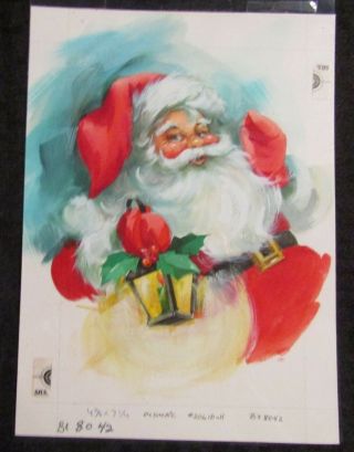 Christmas Jolly Santa Claus With Lantern 6.  25x8.  5 " Greeting Card Art X8042