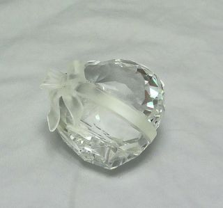 Signed Swarovski Crystal Heart With Ribbon Cut Glass Figurine