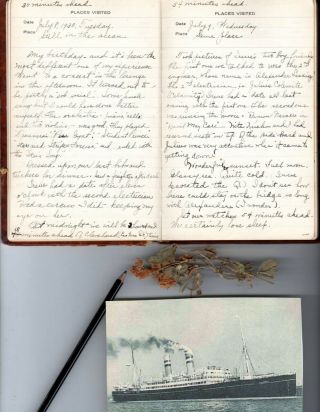 1930 Handwritten Travel Diary Trip To Europe Ss Volendam Edith Tyler Cleveland