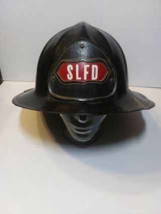 Vintage Cairnes & Brother Slfd Fire Helmet Leather Badge Fiberglass 7 - 3/8