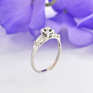 14k White Gold Vintage Rhapsody Diamond Engagement Ring Size 6.  5