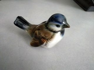 Vintage Goebel Blue Brown Sparrow Bird Figurine Porcelain W Germany Cv73