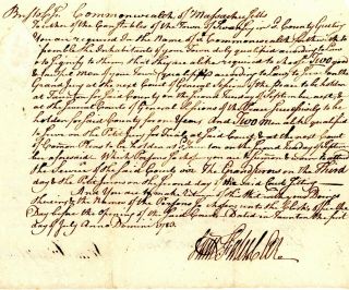 1783 Early Am Doc 2 Good & Lawful Men Qualified To Serve On The Grand Jury