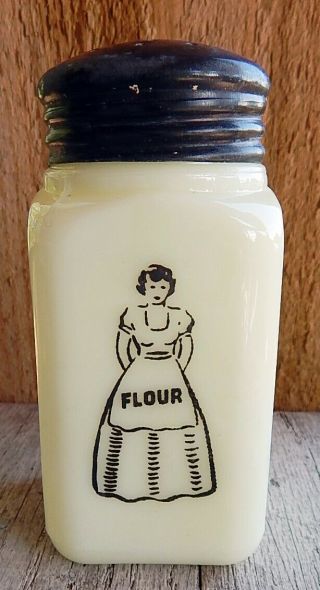 Vtg Mckee Custard Apron Lady / Maid Flour Range Shaker