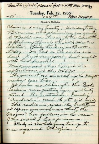 1935 Great Depression Era Handwritten Diary Bradley Utica Ny Civil Engineer War