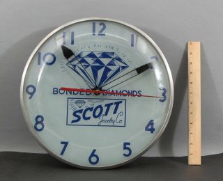 Vintage Bonded Diamonds Scott Jewelry Co Telechron Light - Up Wall Clock Nr