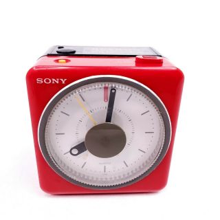 Vintage Sony Clock Radio Alarm Melody Beatles Here Comes The Sun Icf - A10w Red
