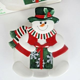 Fitz And Floyd Holiday Snowman Canape Plate Winter Christmas Party Serving