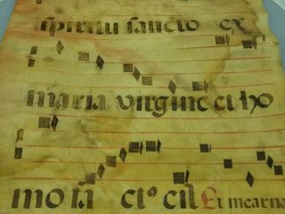 Antique 16th Century Large Antiphonal Double Sided Vellum 5 Line Staves