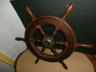 Vintage Nautical Wooden Spoke Ship Boat Steering Wheel
