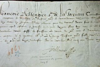 1592 Manuscript Parchment King Henry Iv Minister Of War Signature Maltese Cross