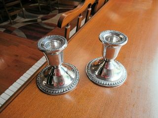 Vintage Polished Silver Weighted Candlestick Candle Holders