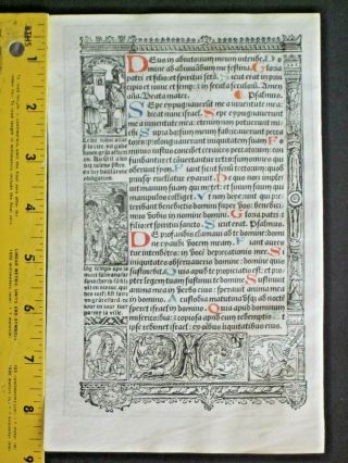 Medieval BoH lf,  Vellum,  deco.  Miniature,  Flight to Egypt,  Border scene,  Vostre,  c.  1512 3