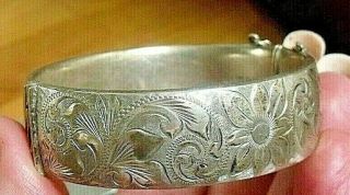 Heavy Georg Jensen Silver Vintage Floral Bangle Bracelet 45g - Lovely