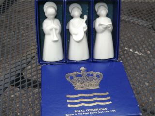 Vintage Set Of 3 Royal Copenhagen Christmas White Porcelain Angels