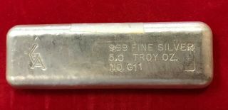 Golden Analytic (ga),  Vintage 5 Ounce Silver Bar G11
