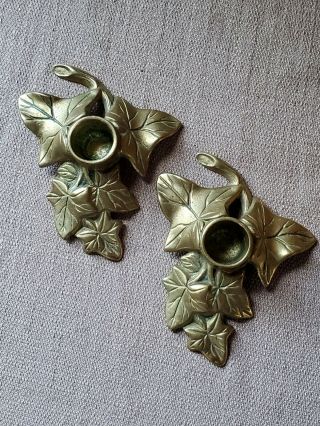 Vintage Solid Brass Ivy Candle Stick Holders