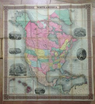 North America 1857 J.  H.  Colton Large Unusual Antique Map