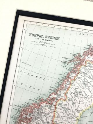1899 Antique Map of Norway Sweden Stockholm Europe 19th Century 3