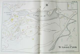 Antique 1903 Tuxedo Park Map Hand Colored Large Folio Lake Wee Wah