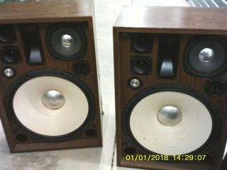 Vintage Kenwood Kl - 888d Set Of Speakers With Grille Front