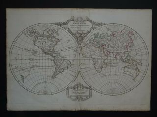 1795 Robert De Vaugondy Atlas World Map Mappemonde America Europe Asia Africa