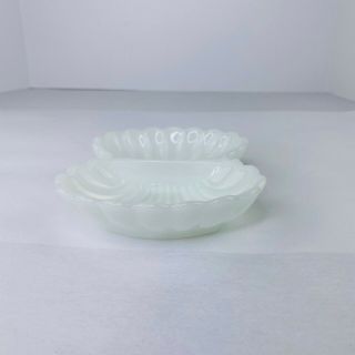 Avon Milk Glass White Divided Double Side Clam Sea Shell Trinket Candy Dish Tray 3