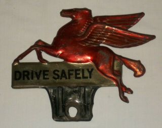 Vintage Mobile Gas Pegasus License Plate Topper Harley Indian Chevy Ford
