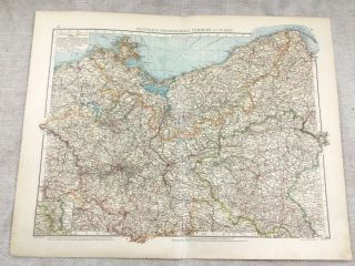1899 Antique Map Of Germany Brandenburg Posen Pomerania 19th Century German