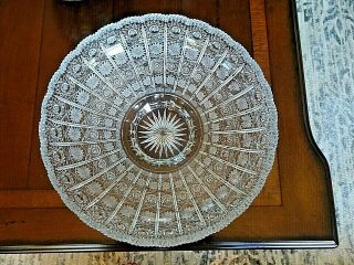 Vintage Large Bohemia Czech Hand Cut Lead Crystal Footed Queen Anne Lace Bowl
