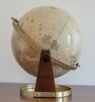 Vtg1960s Rand McNally 12” Lunar Globe Moon Mid Century Modern Cram Replogle 3