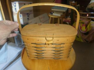 Vintage Longaberger 1996 Purse Basket With Protector Wood Handle