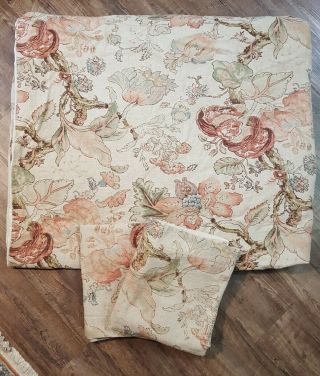 Pottery Barn King / Cal.  King Grace Floral Linen Texture Duvet Cover,  King Shams