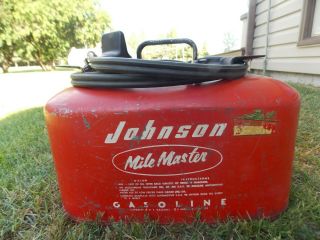 Vintage Johnson Mile Master 4 Gal Outboard Motor Pressure Gas Tank W Decal