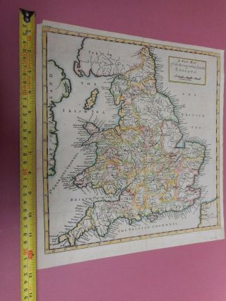 100 England And Wales Rivers Map By Moll C1720 Scarce Hand Coloured