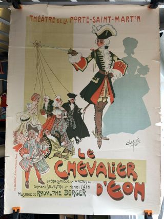 Vintage French Opera Poster,  “le Chevalier L’eon”1908
