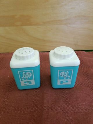 Vintage Turquoise Plastic Canister Salt And Pepper Shakers