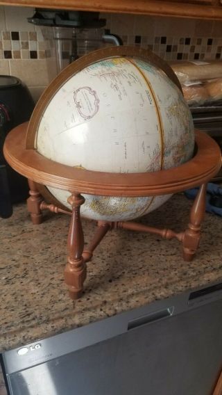 Vintage Replogle 12 " Diameter Globe World Classic Series Wood Stand