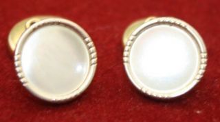 Vintage 14k Yellow Gold & Mother Of Pearl With White Gold Trim Men 