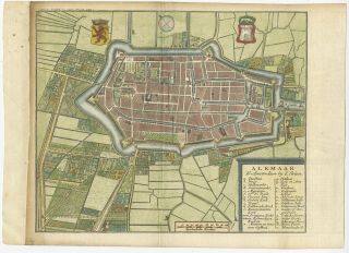 Antique Map Of Alkmaar By Tirion (c.  1740)