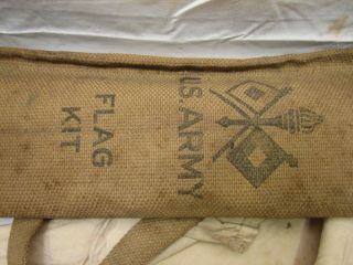 Vintage US Army Signal Corps Flag Kit Canvas Bag Flags Military Semaphore 2