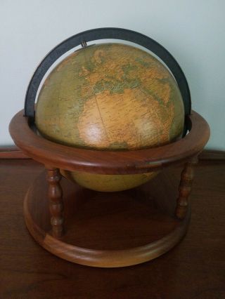 Rare Antique Weber Costello Revolving Terrestrial 12 " Desk Globe Wood Cradle