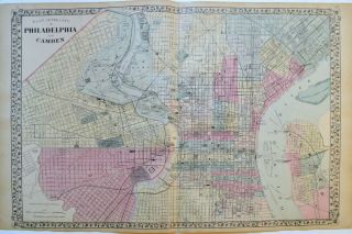 1880 Mitchell Map City Plan Of Philadelphia And Camden,  Pennsylvania -